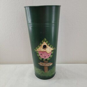 Handpainted Metal Can "Welcome" Sign with watermelon Bird House 16" x 7"